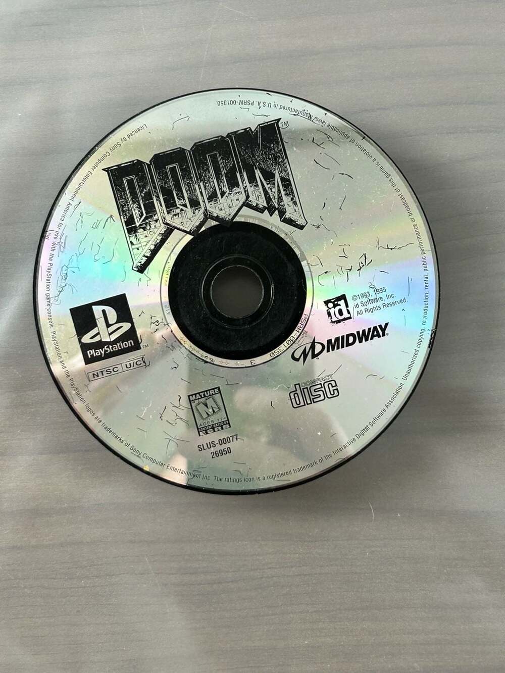 DOOM PS1 Sony PlayStation 1 SLUS-00077 Disc Only Midway 1995 Untested